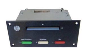 Врезная панель для голосования и регистрации со встроенной электроникой и передней панелью содержащей 3 кнопки голосования с подсветкой