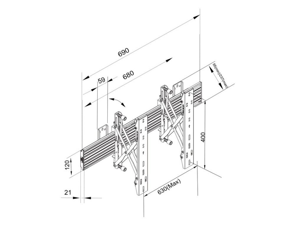 Multibrackets M4115 крепление для видеостены, чертеж