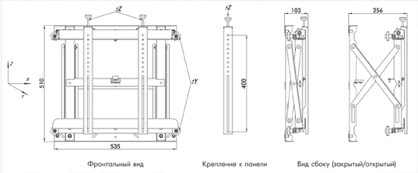 SW-100 размеры крепления для видеостены