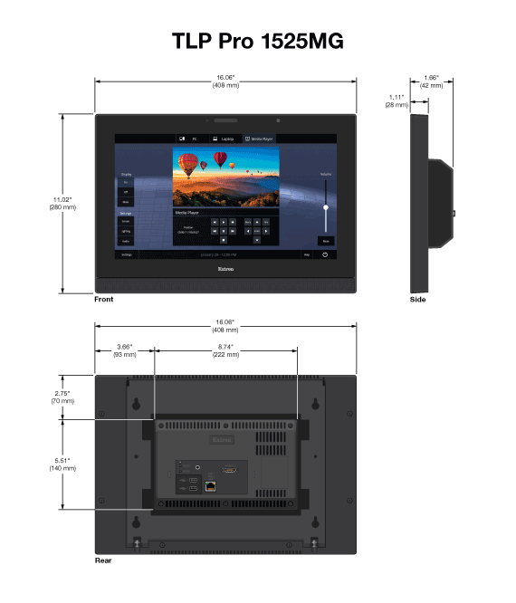 Extron TLP Pro 1525MG чертеж