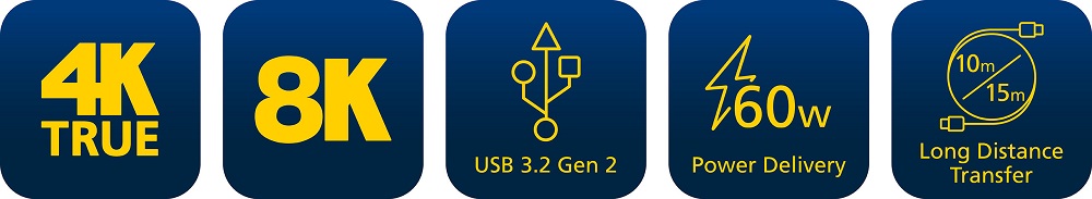 UE3410F, UE3415F - Активный оптический кабель USB-C, Ultra HD, 10м, фото-2