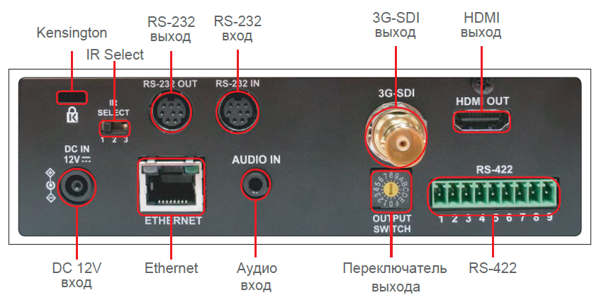 Входы и выходы камеры Lumens VC-A61P